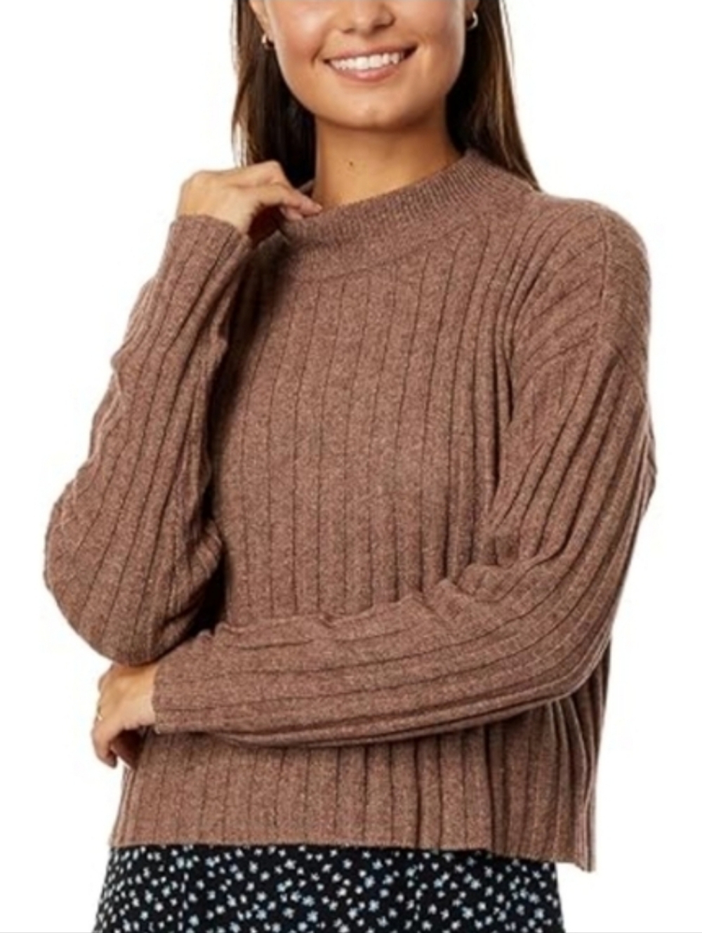 NWOT Madewell Ribbed Mock Neck Crop Sweater Small Wool Blend Pullover